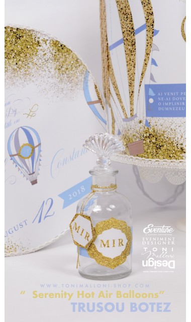 Trusou botez cu baloane de aer cald bleu gold, Jurnal de calatorie 7